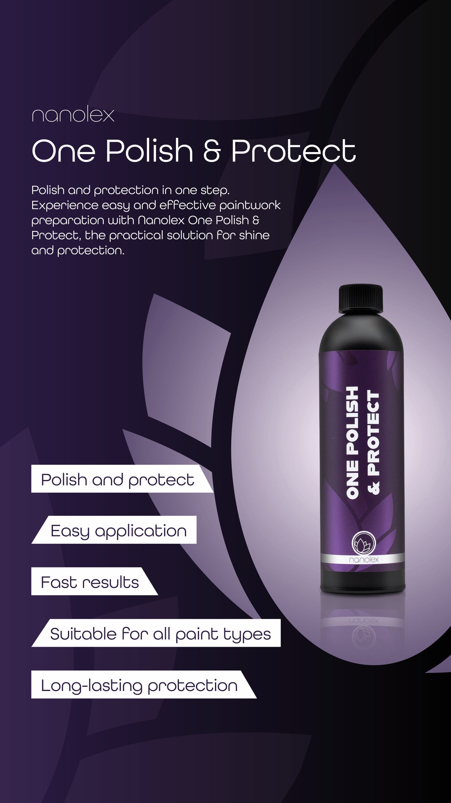 Nanolex One Polish & Protect – פוליש והגנה לצבע הרכב בצעד אחד