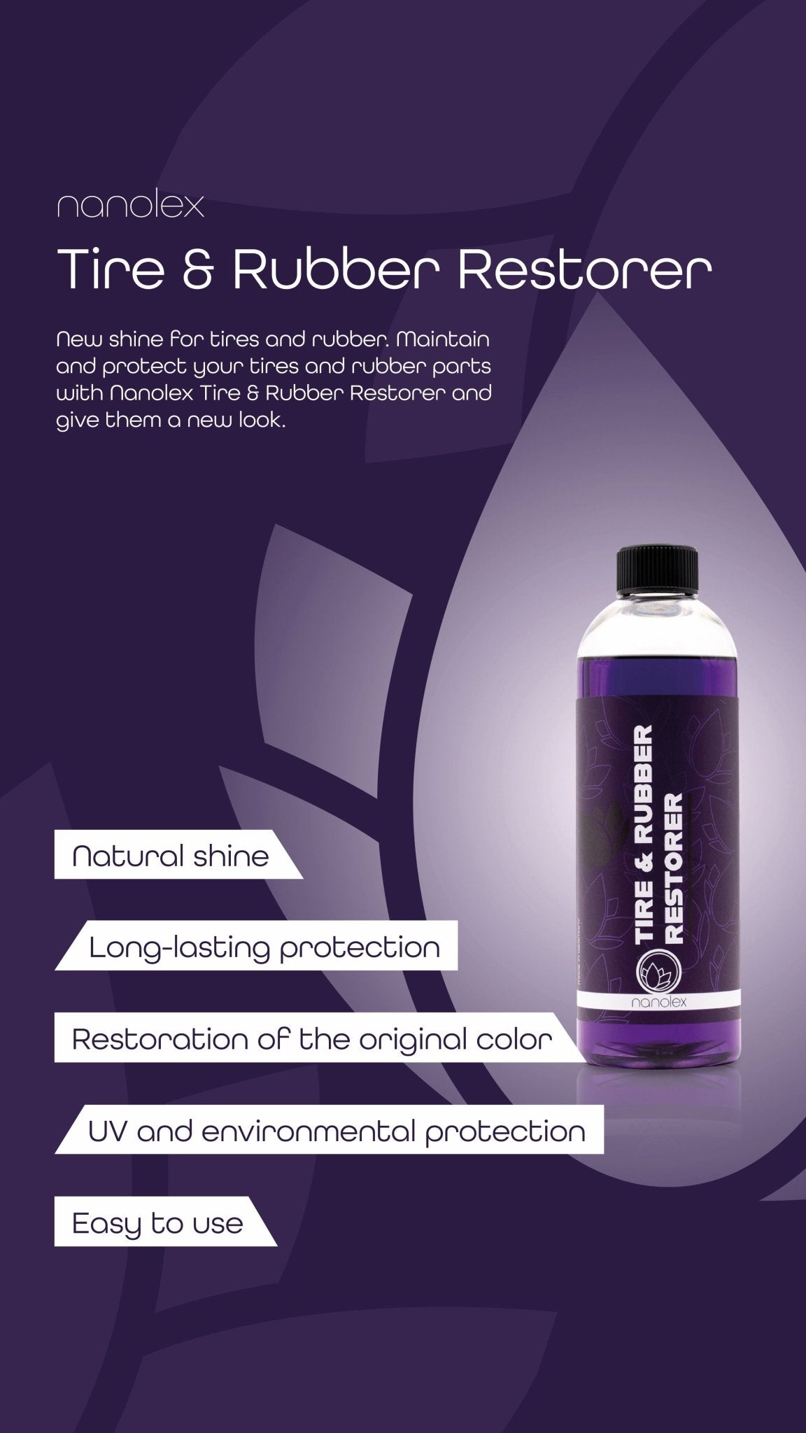 מחדש צמיגים גומי ופלסטיק לרכב Nanolex Tire & Rubber Restorer