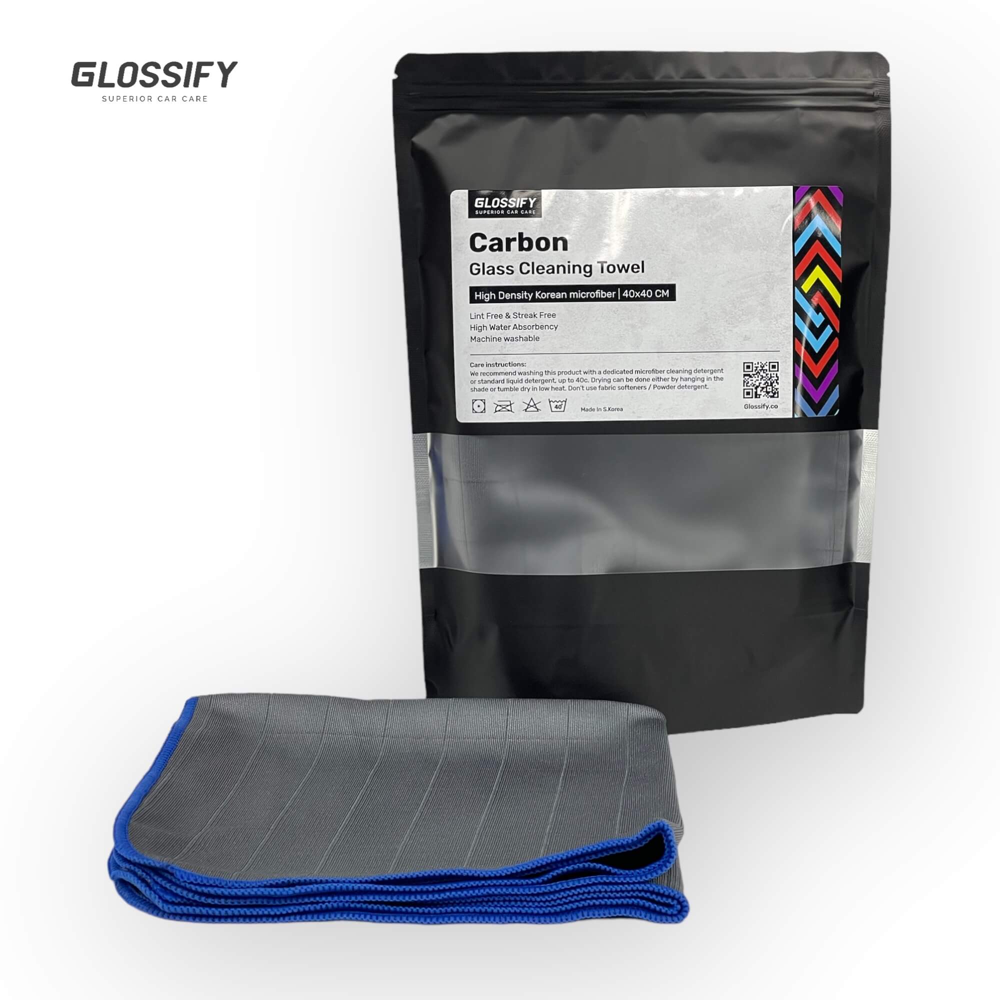 מטלית לניקוי חלונות וזכוכית GLOSSIFY Carbon